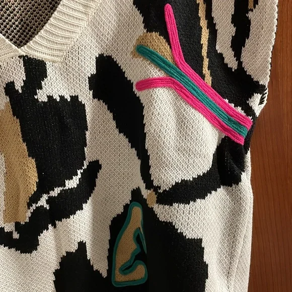 RESERVED|Multicolor Printed Sweater Vest New - Picture 2 of 4
